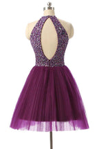 Halter Sleeveless Short Purple Homecoming Dresses Prom Dresses PG014 by pgmdress