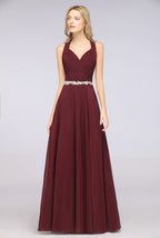 Halter V-Neck Sleeveless Ruffle Bridesmaid Dress with Appliques Sashes Evening Swing Dress