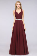 Halter V-Neck Sleeveless Ruffle Bridesmaid Dress with Appliques Sashes Evening Swing Dress
