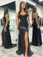 Hedda | Mermaid Sweetheart Strapless Metallic Empire Prom Dress With Side Slit by KissProm