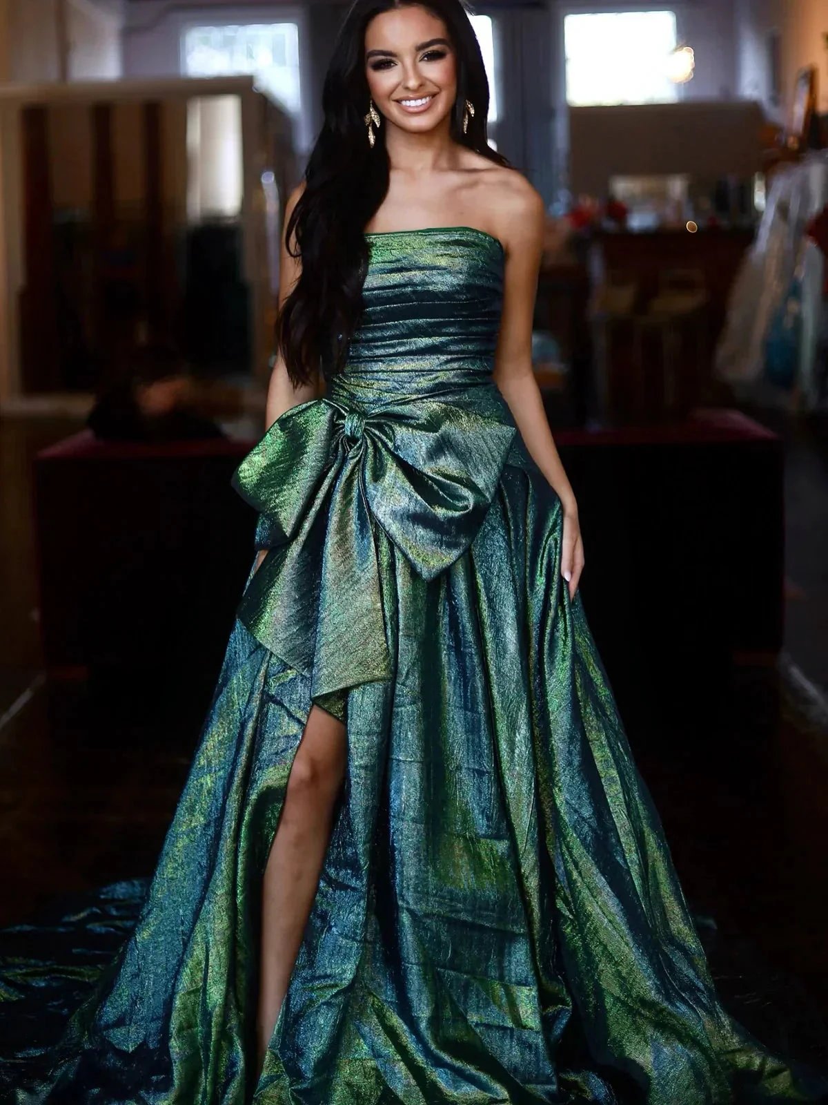 Heloise | Fuchsia Strapless A-Line Long Prom Dress With Bow by KissProm