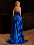 Heloise | Fuchsia Strapless A-Line Long Prom Dress With Bow by KissProm