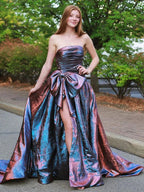 Heloise | Fuchsia Strapless A-Line Long Prom Dress With Bow by KissProm