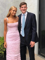 Henry | Mermaid Spaghetti Straps Floor Length Sleeveless Pink Prom Dress by KissProm
