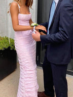 Henry | Mermaid Spaghetti Straps Floor Length Sleeveless Pink Prom Dress by KissProm