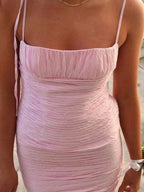 Henry | Mermaid Spaghetti Straps Floor Length Sleeveless Pink Prom Dress by KissProm