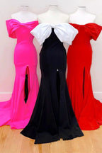 Herbert | Red Off-the-Shoulder Bow Mermaid Gown with Slit by KissProm