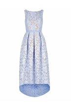 High Low Bateau Sleeveless Light Sky Blue Lace Bridesmaid Dress BD046 by pgmdress