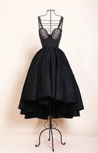 High Low Black Dress Vintage Homecoming Dresses Short Prom Dress PD387 by pgmdress