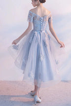 High Low Homecoming Dress Off-the-shoulder Tulle Short Prom Dress PD355 by pgmdress