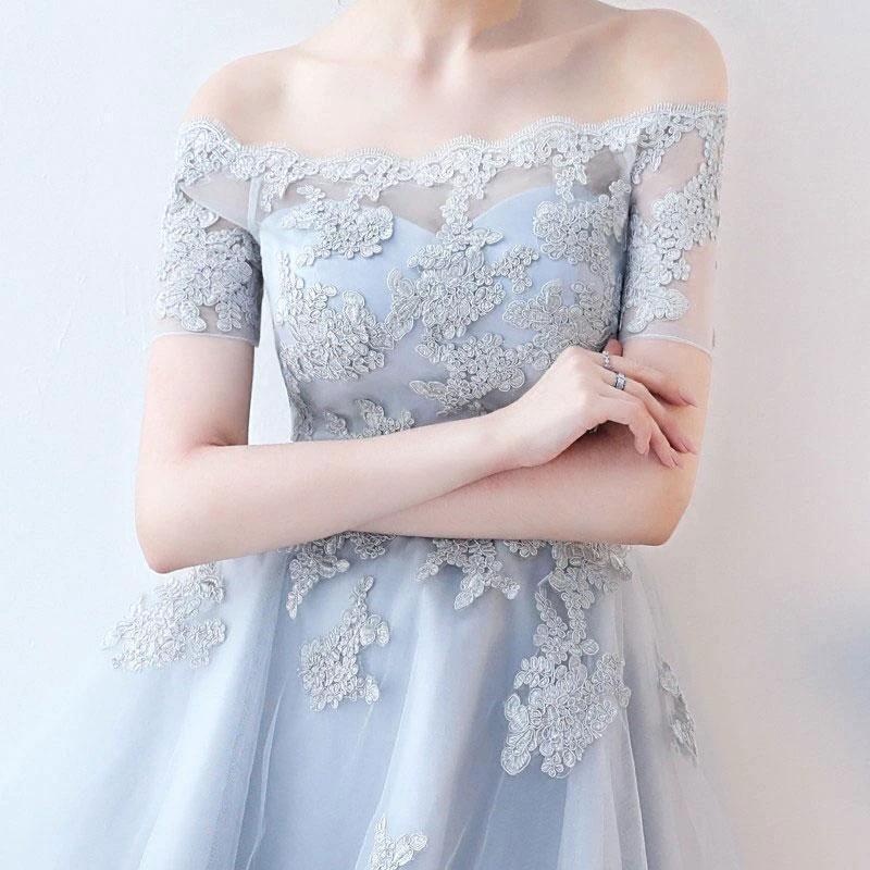 High Low Homecoming Dress Off-the-shoulder Tulle Short Prom Dress PD355 by pgmdress