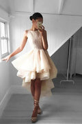 High Low Peach Lace Short Homecoming Dress Party Dresses PG142 by pgmdress
