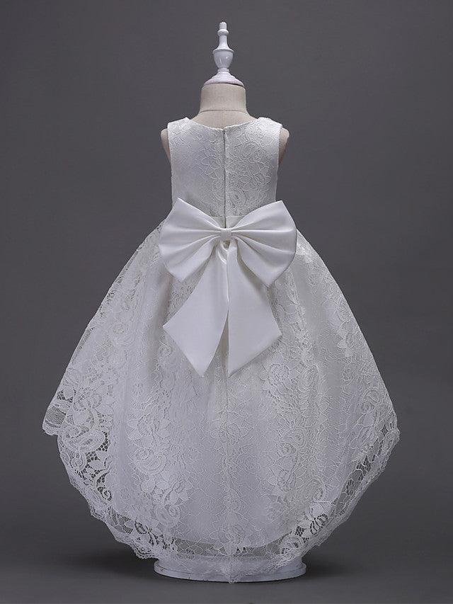 High Low Princess Asymmetrical Wedding First Communion Flower Girl Dresses - photo 2