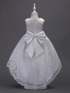 High Low Princess Asymmetrical Wedding First Communion Flower Girl Dresses - photo 2