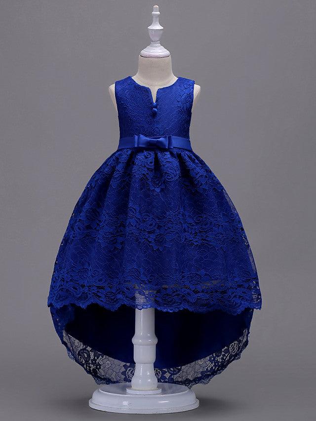 High Low Princess Asymmetrical Wedding First Communion Flower Girl Dresses - photo 3