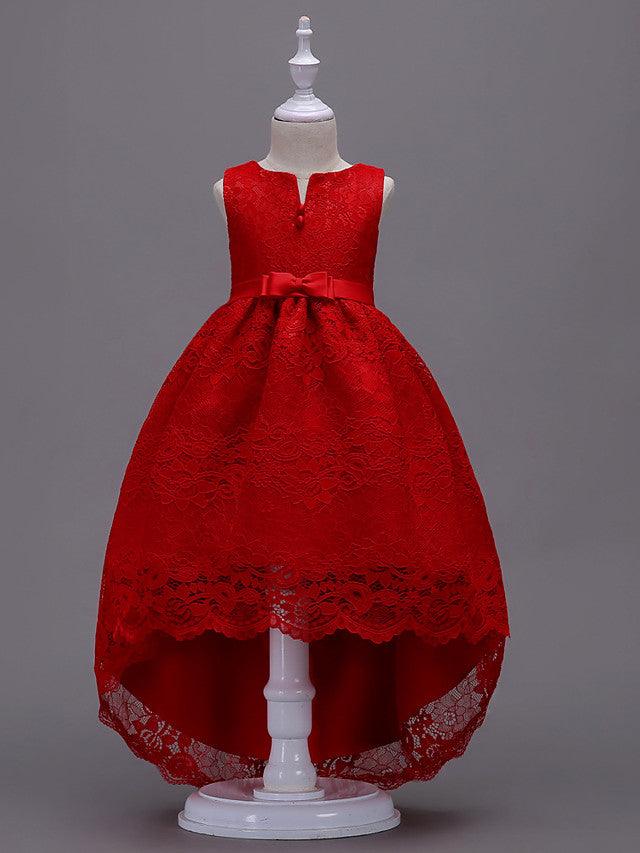High Low Princess Asymmetrical Wedding First Communion Flower Girl Dresses - photo 5