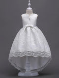 High Low Princess Asymmetrical Wedding First Communion Flower Girl Dresses - photo 1