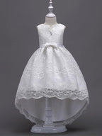 High Low Princess Asymmetrical Wedding First Communion Flower Girl Dresses - photo 1