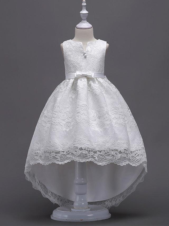 High Low Princess Asymmetrical Wedding First Communion Flower Girl Dresses - photo 1