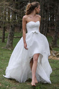 High Low Sweetheart Sleeveless Organza Applique Wedding Dress WD150 by pgmdress