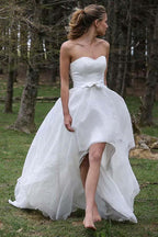 High Low Sweetheart Sleeveless Organza Applique Wedding Dress WD150 by pgmdress