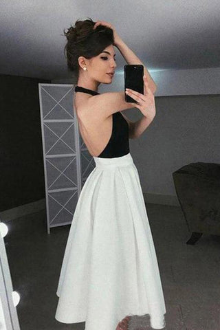 High Halter Neck Homecoming Dresses Pleated Skirt Graduation Dress PD343