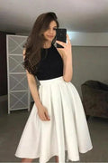 High Halter Neck Homecoming Dresses Pleated Skirt Graduation Dress PD343 by pgmdress