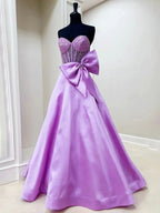 Hindreen | A-Line Sweetheart Lilac Beaded Long Prom Dresses With Bow by KissProm