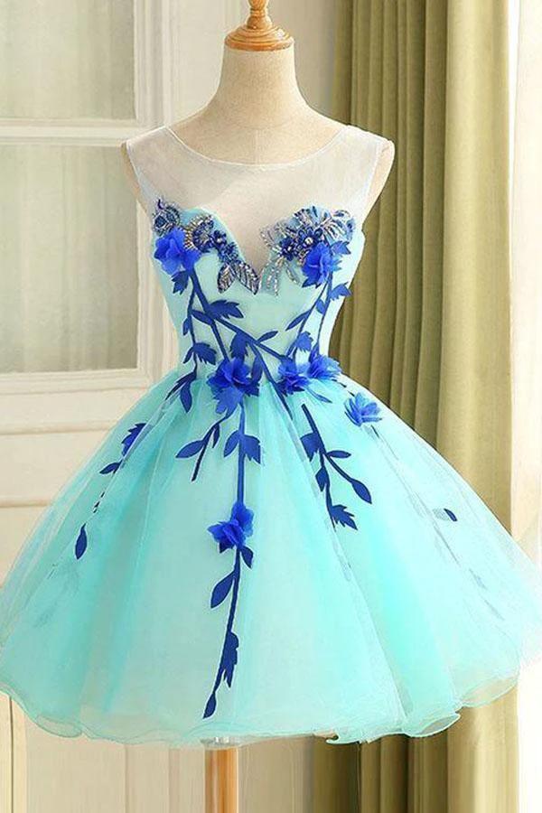 Homecoming Dress Beautiful Hand-Made Flower Short Prom Dress Party Dress PD364 by pgmdress