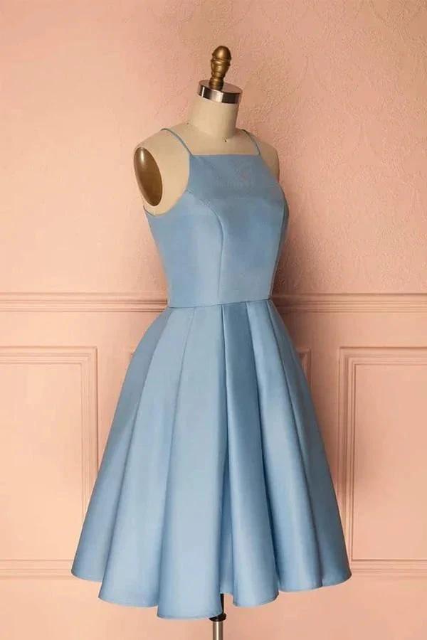 Homecoming Dress Blue Halter Sleeveless Short Prom Dress Party Dress PD369 by pgmdress
