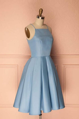 Homecoming Dress Blue Halter Sleeveless Short Prom Dress Party Dress PD369