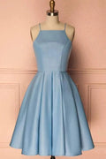 Homecoming Dress Blue Halter Sleeveless Short Prom Dress Party Dress PD369 by pgmdress