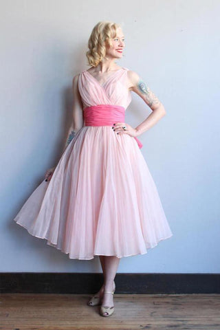 Homecoming Dress Chiffon Vintage Blue Pink Short Prom Dress Party Dress PD353