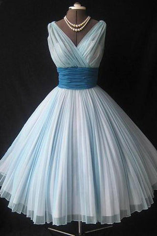 Homecoming Dress Chiffon Vintage Blue Pink Short Prom Dress Party Dress PD353