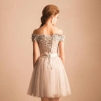 Homecoming Dress Off-the-shoulder Lace Short Prom Dress Party Dress PD352 by pgmdress
