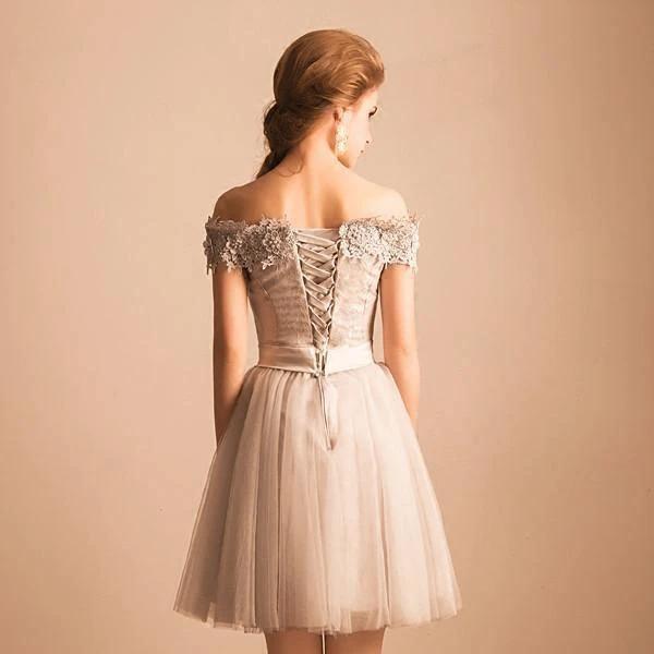 Homecoming Dress Off-the-shoulder Lace Short Prom Dress Party Dress PD352 by pgmdress