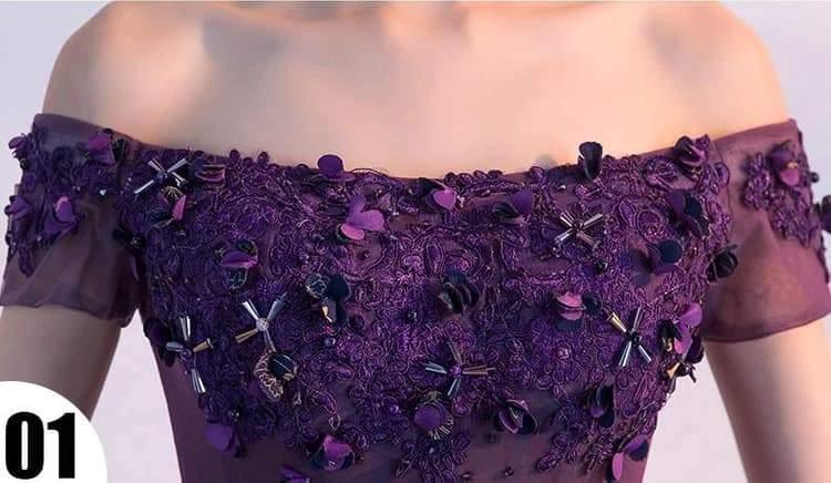Homecoming Dress Purple Off-the-shoulder Short Prom Dress Party Dress PD354 by pgmdress