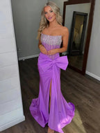 Homer | Split Strapless Mermaid Corset Prom Dresses with Side Bowknot by KissProm