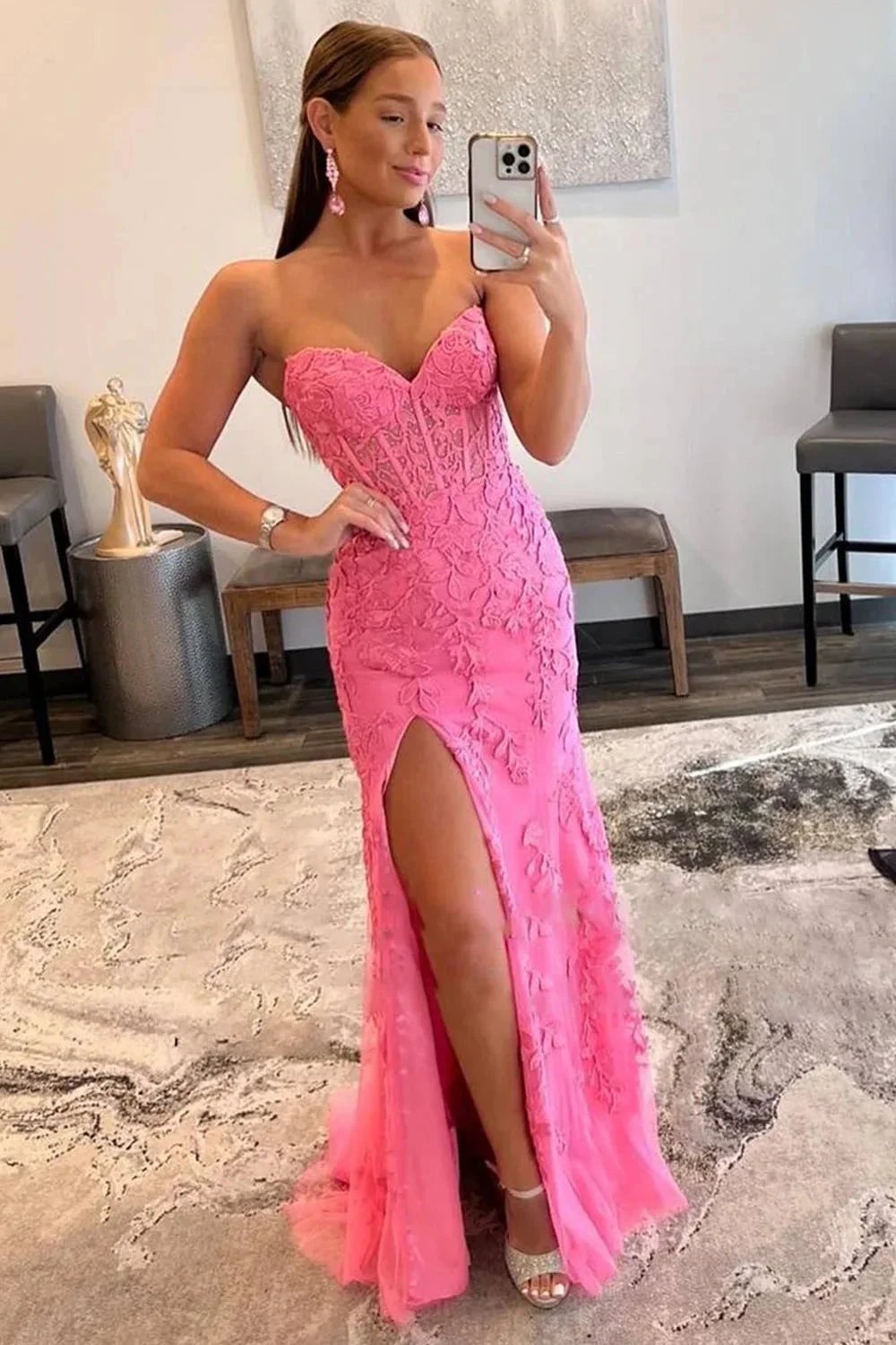 Nyomi |Mermaid Strapless Corset Lace Prom Dress with Slit by KissProm