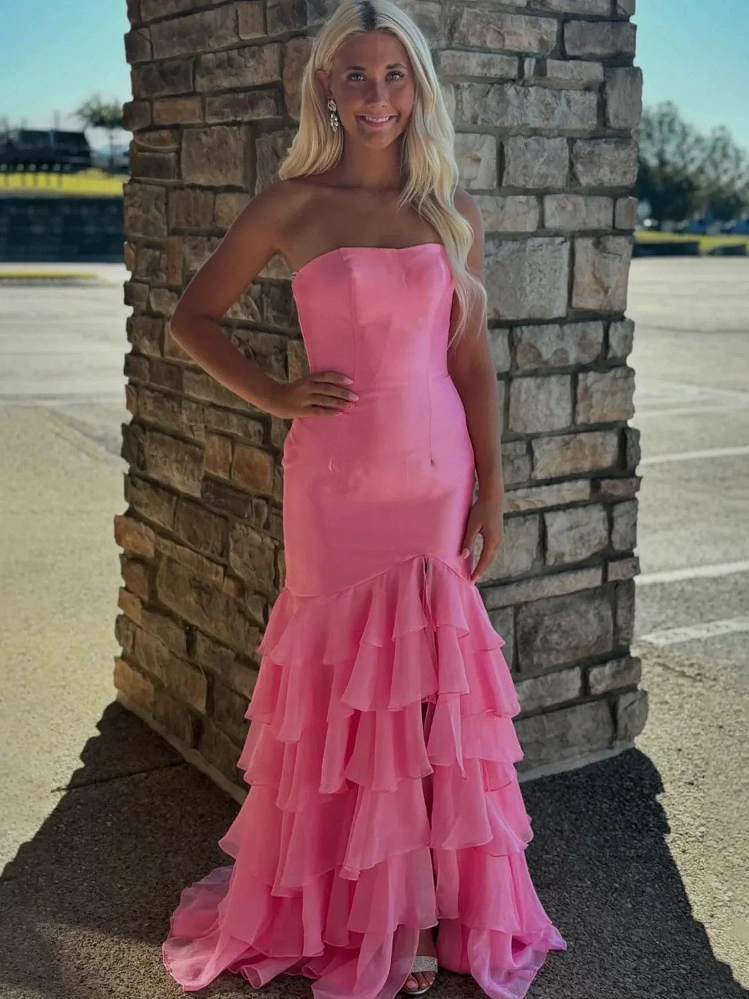 Ida | Sky Blue Mermaid Strapless Prom Dresses With Split by KissProm