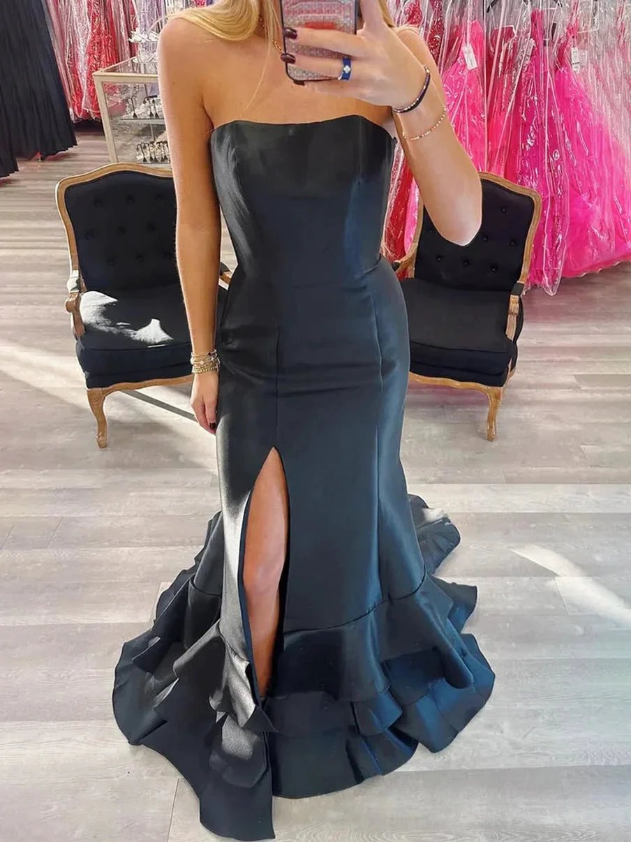 Ida | Sky Blue Mermaid Strapless Prom Dresses With Split by KissProm