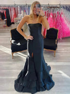 Ida | Sky Blue Mermaid Strapless Prom Dresses With Split by KissProm