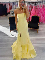 Ida | Sky Blue Mermaid Strapless Prom Dresses With Split by KissProm