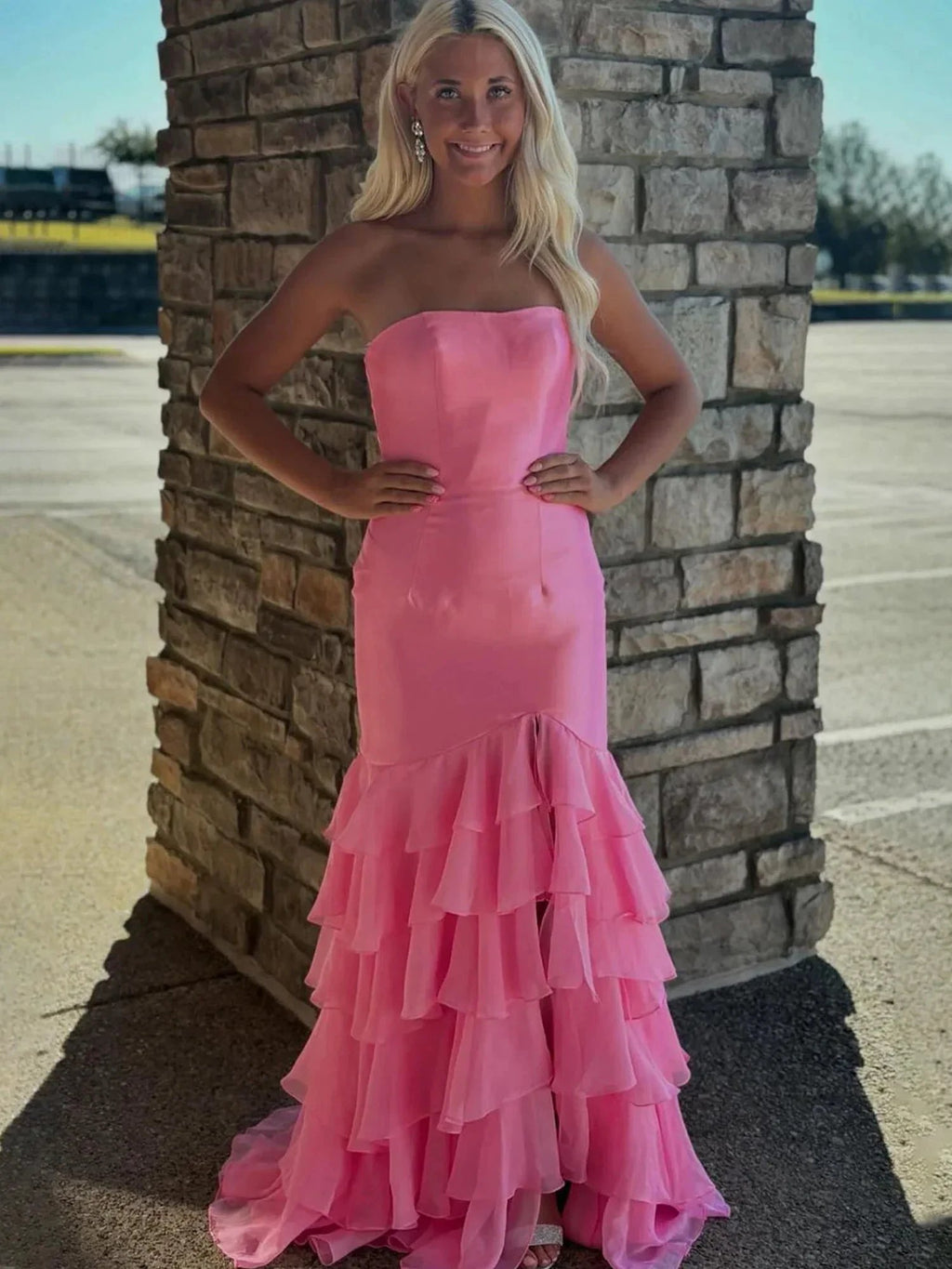 Ida | Sky Blue Mermaid Strapless Prom Dresses With Split by KissProm