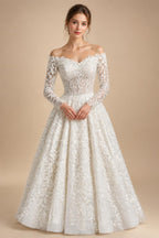 Elegant Off White Off-the-Shoulder Lace Short Wedding Dress ZP048