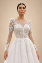 Elegant Off White Long Sleeve Lace Short Wedding Dress ZP050
