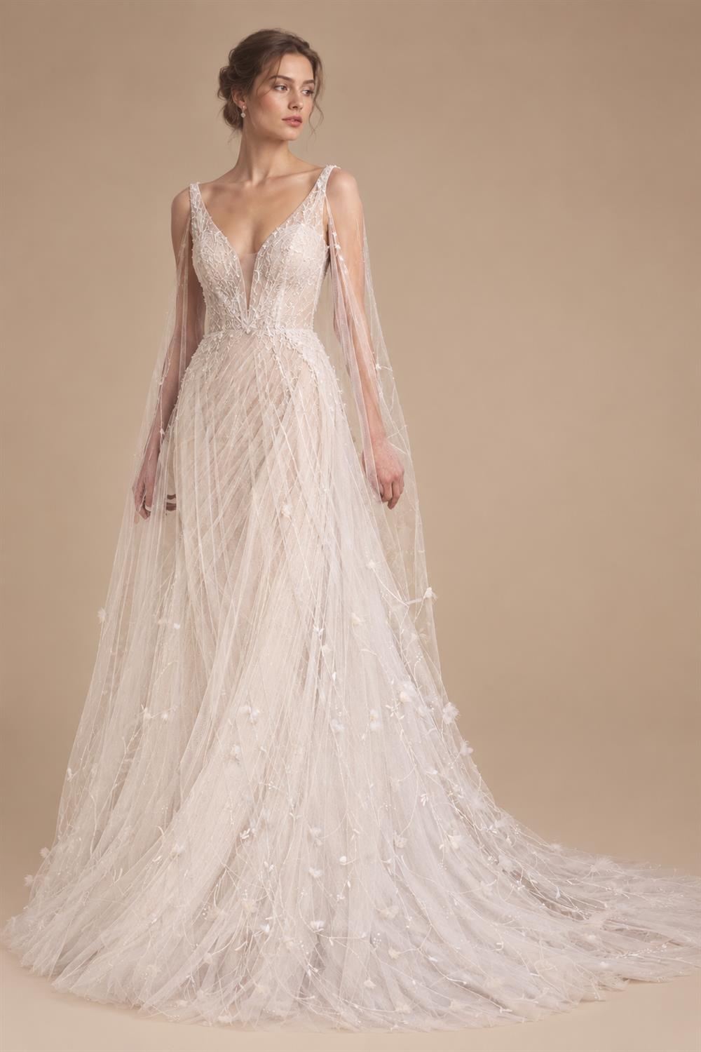 Elegant Off-the-Shoulder Ruched 3D Floral Wedding Dress with Veil ZP071