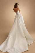 Classic White Satin Strapless Ball Gown Wedding Dress with Train ZP122