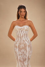 Vintage Ivory High Neck Long Sleeve Lace Backless Ball Gown Wedding Dress ZP131