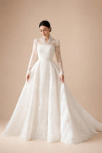 Luxury Full Lace Printed Ball Gown Wedding Dress ZP173
